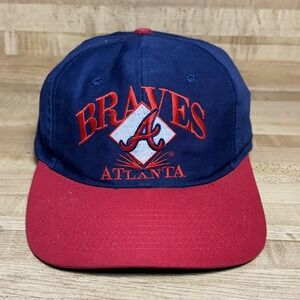 Vintage Atlanta Braves Hat Cap Snap Back Mens Blue Red MLB Baseball 90s